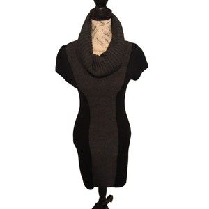 Guess cowlneck black & gray sweater dress Y2K Vintage Md
